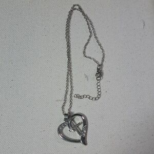 Dainty silver plated heart/cross necklace